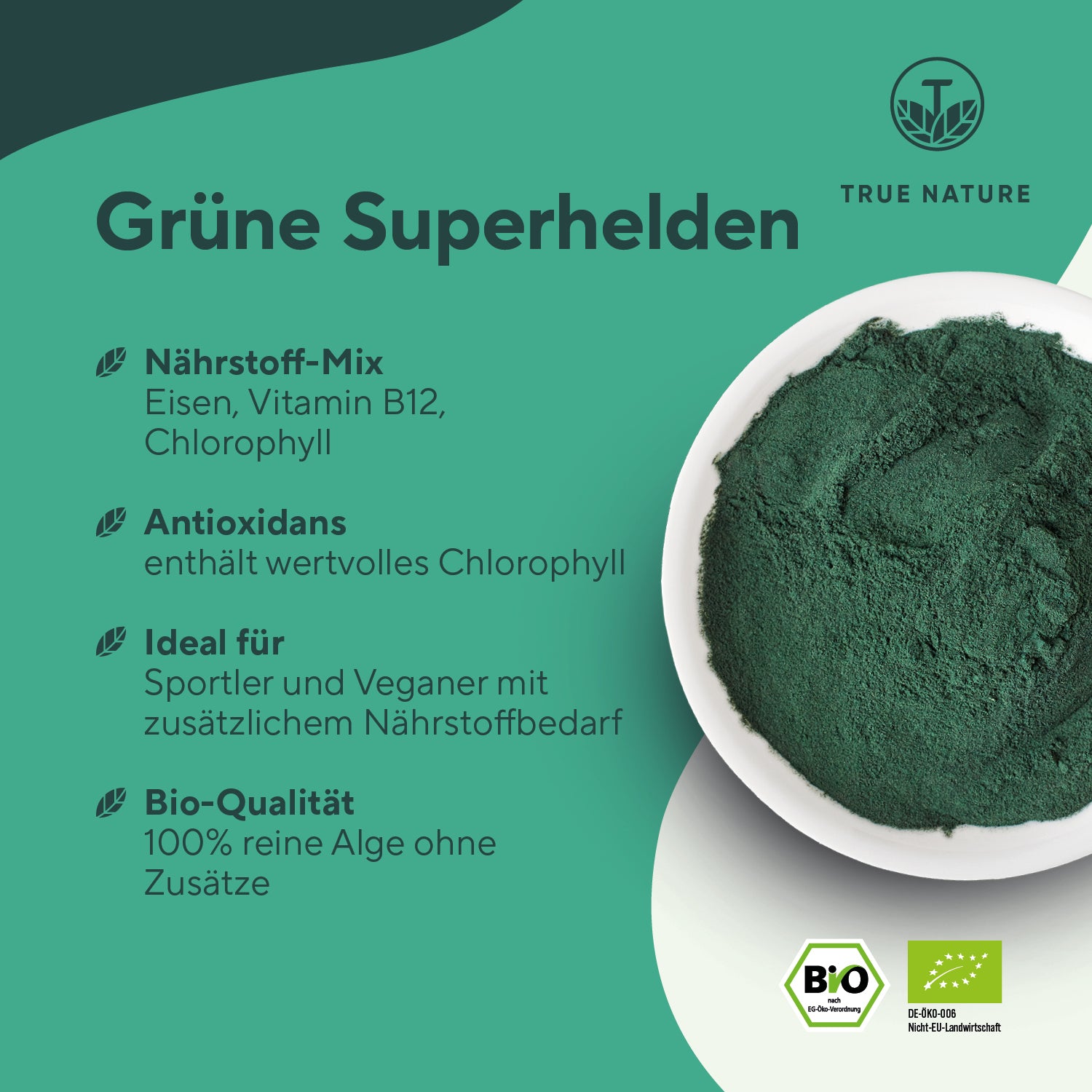 Bio Spirulina und Chlorella Vitamine & Nahrungsergänzungsmittel True Nature