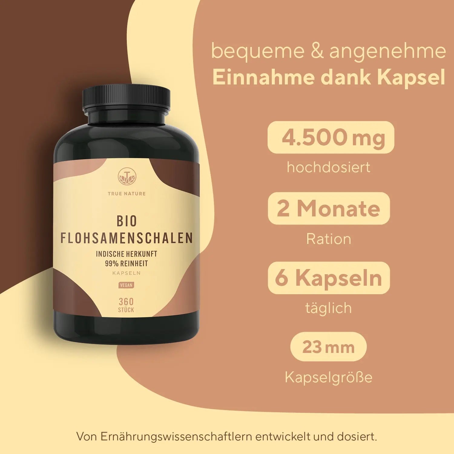 Bio Flohsamenschalen  Kapseln True Nature